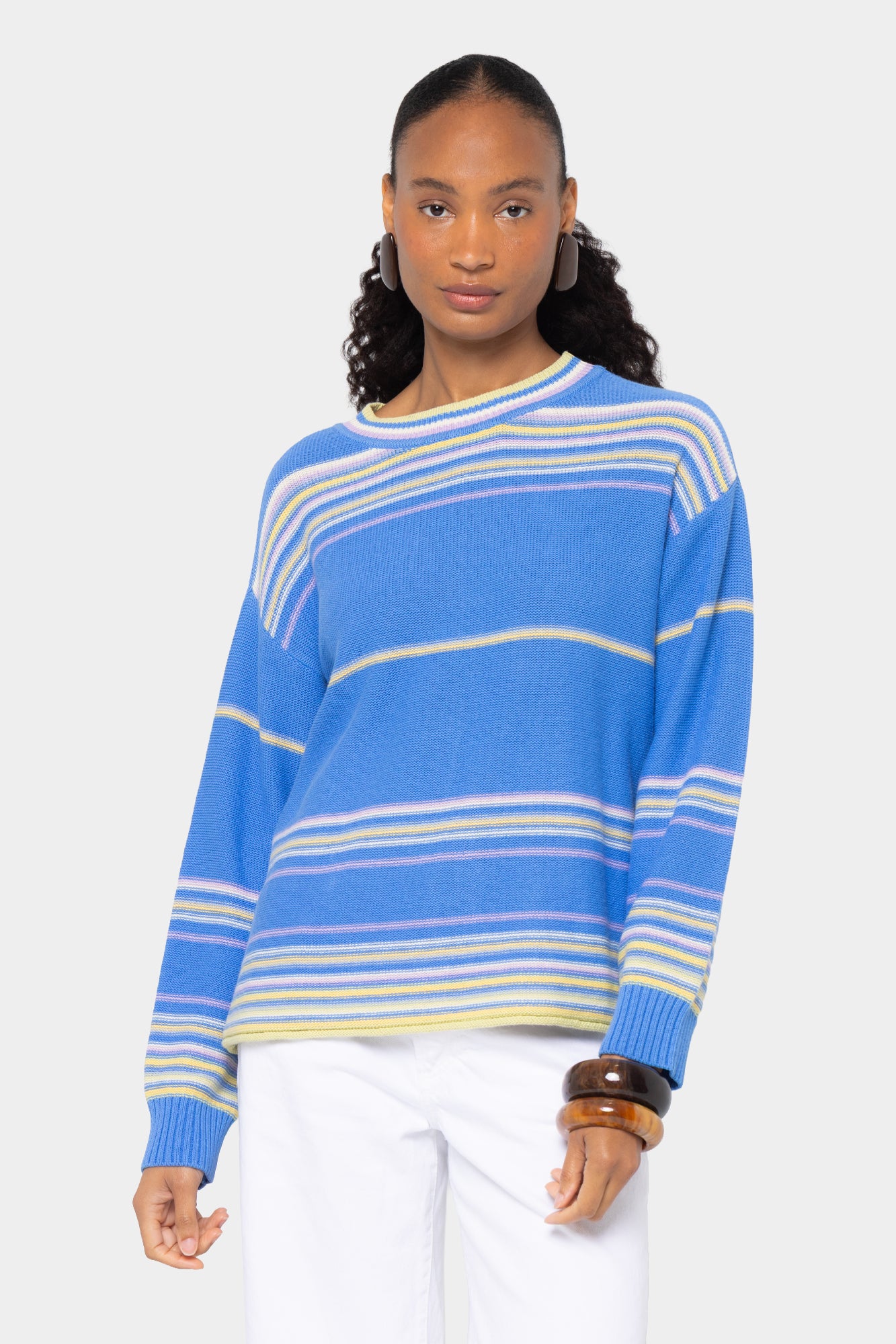 Striped Cotton Crew Neck Sweater