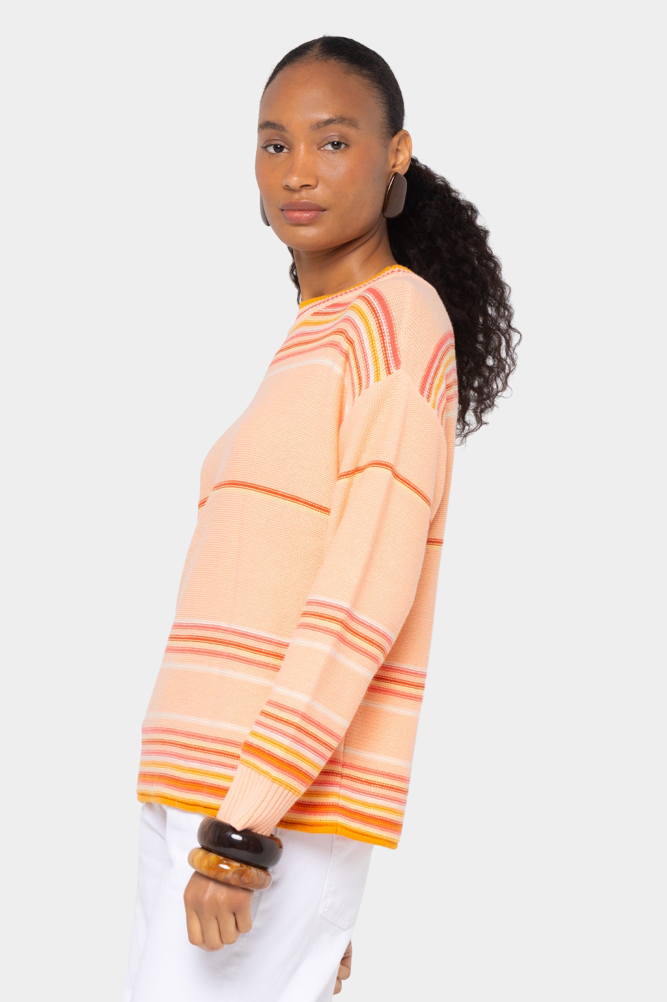 Striped Cotton Crew Neck Sweater