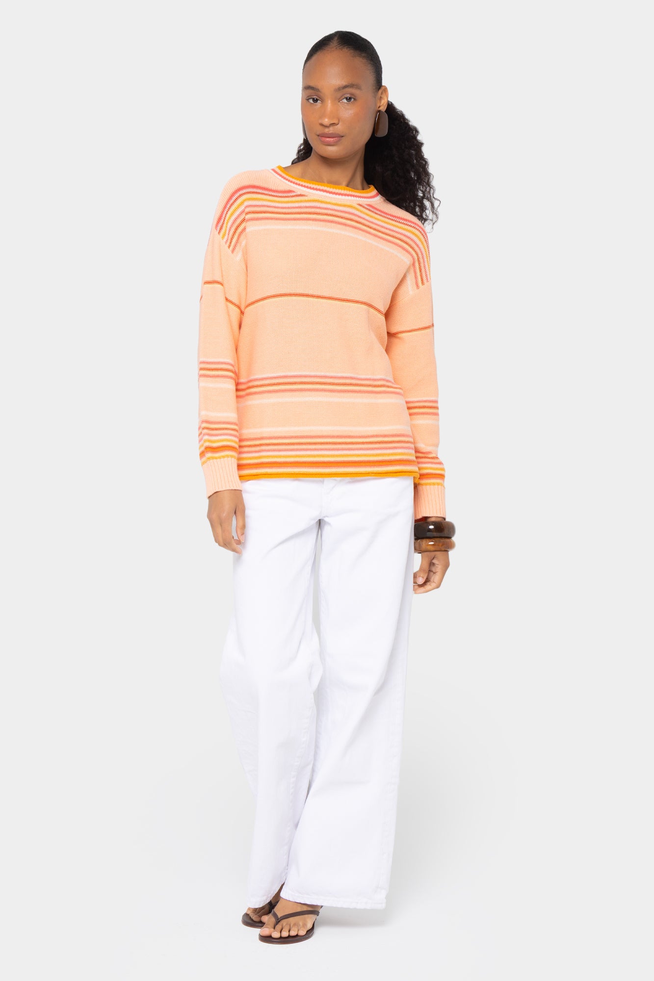 Striped Cotton Crew Neck Sweater