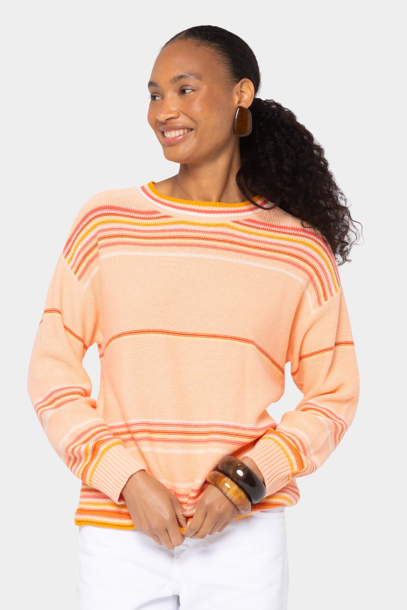 Striped Cotton Crew Neck Sweater
