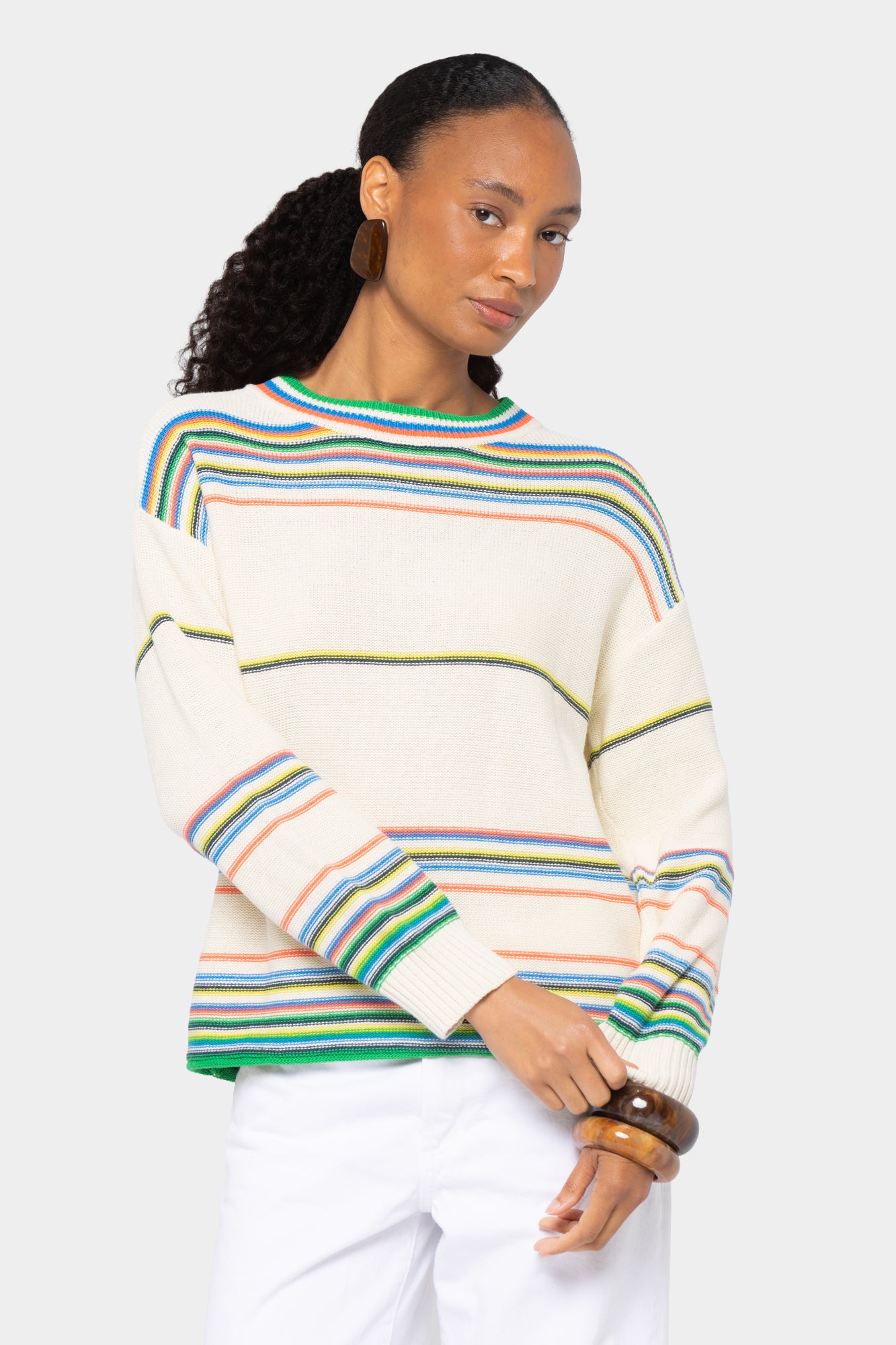 Striped Cotton Crew Neck Sweater