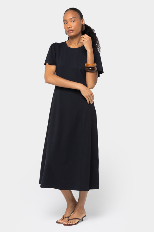 Boheme Midi Length Crew Neck Dress