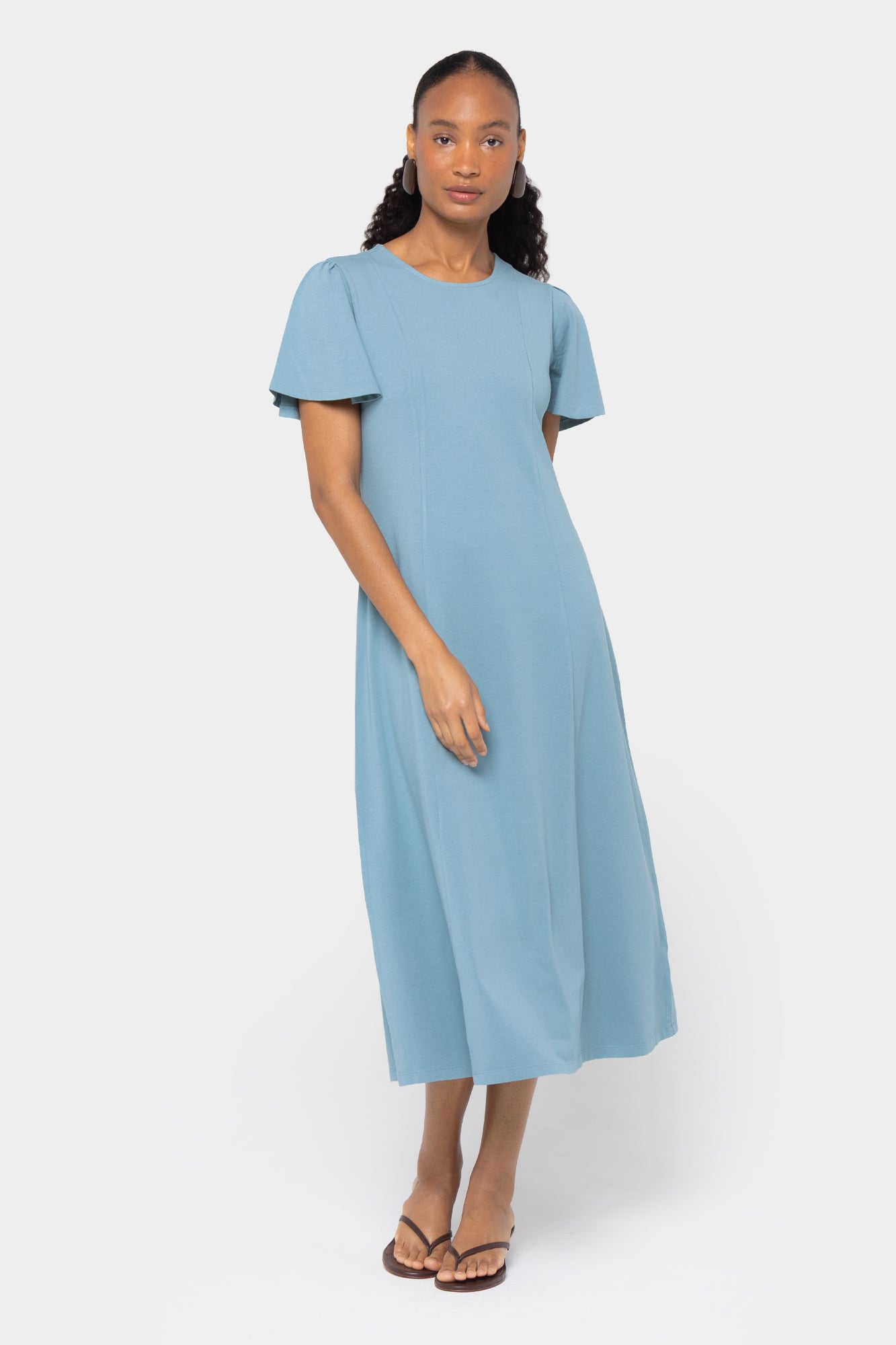 Boheme Midi Length Crew Neck Dress