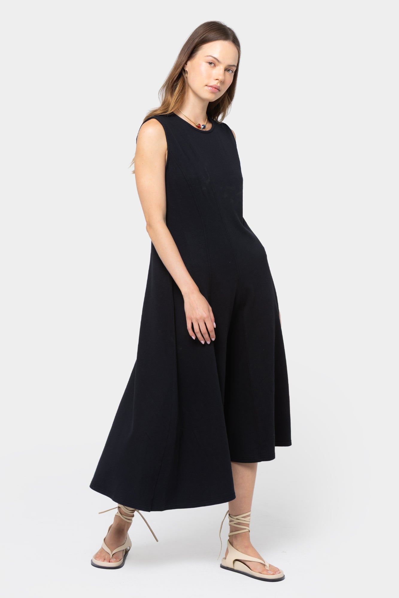 Crew Neck Asymmetrical Midi Dress