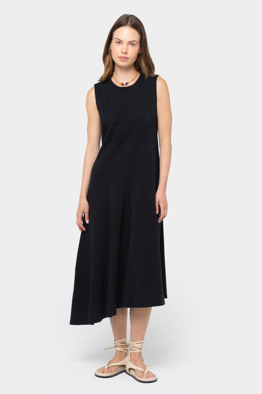 Crew Neck Asymmetrical Midi Dress
