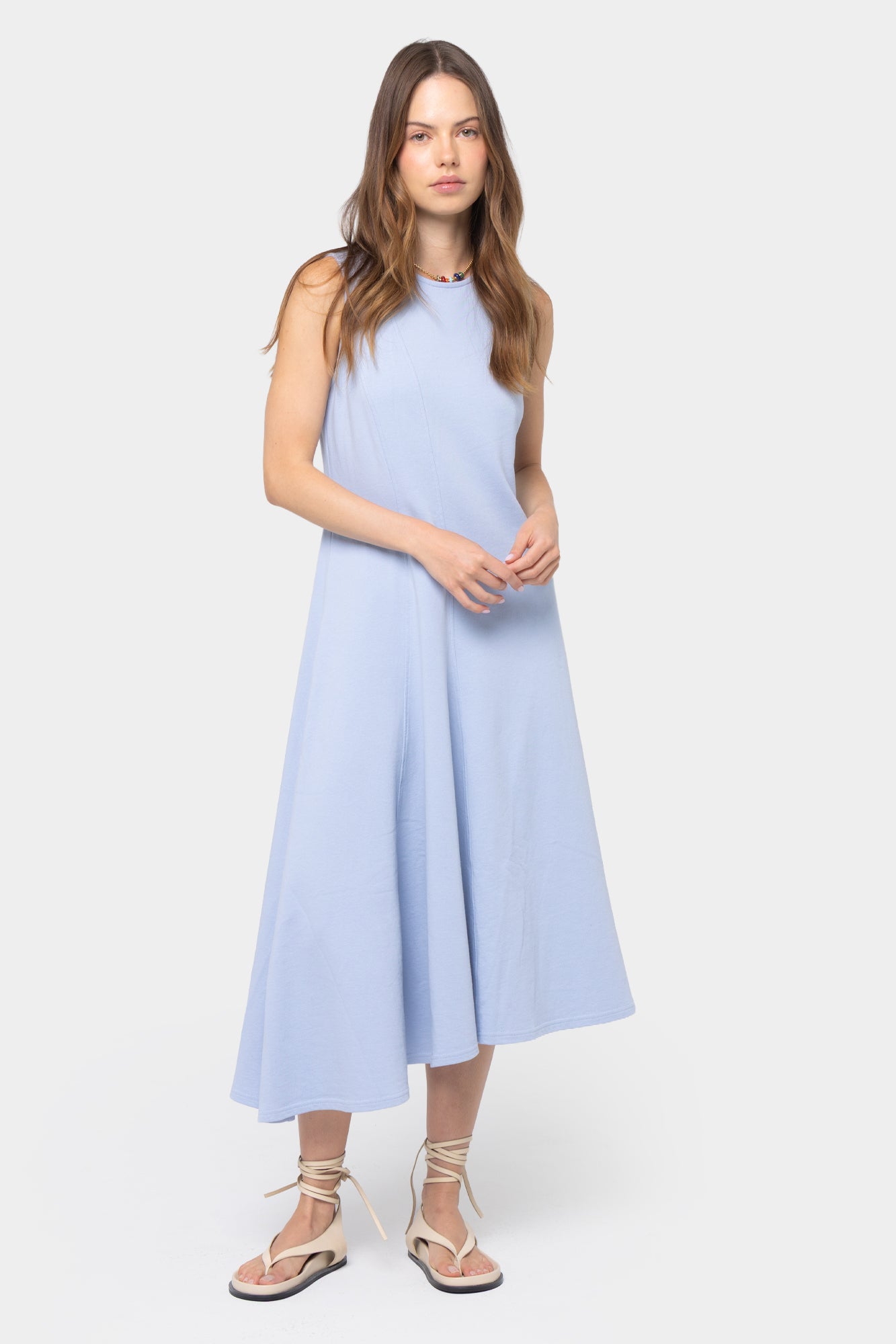 Crew Neck Asymmetrical Midi Dress