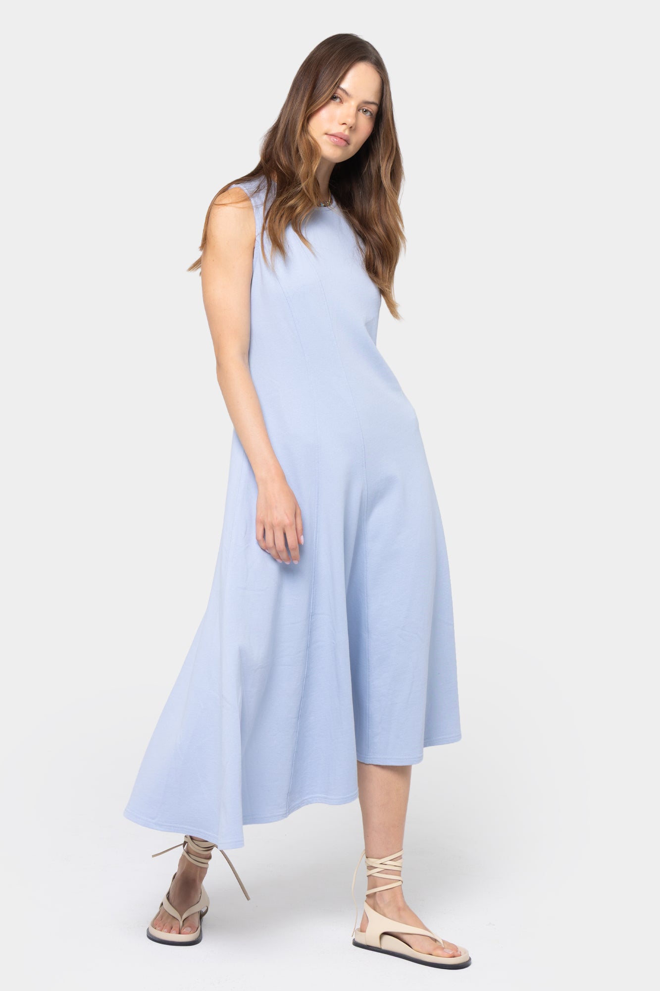 Crew Neck Asymmetrical Midi Dress