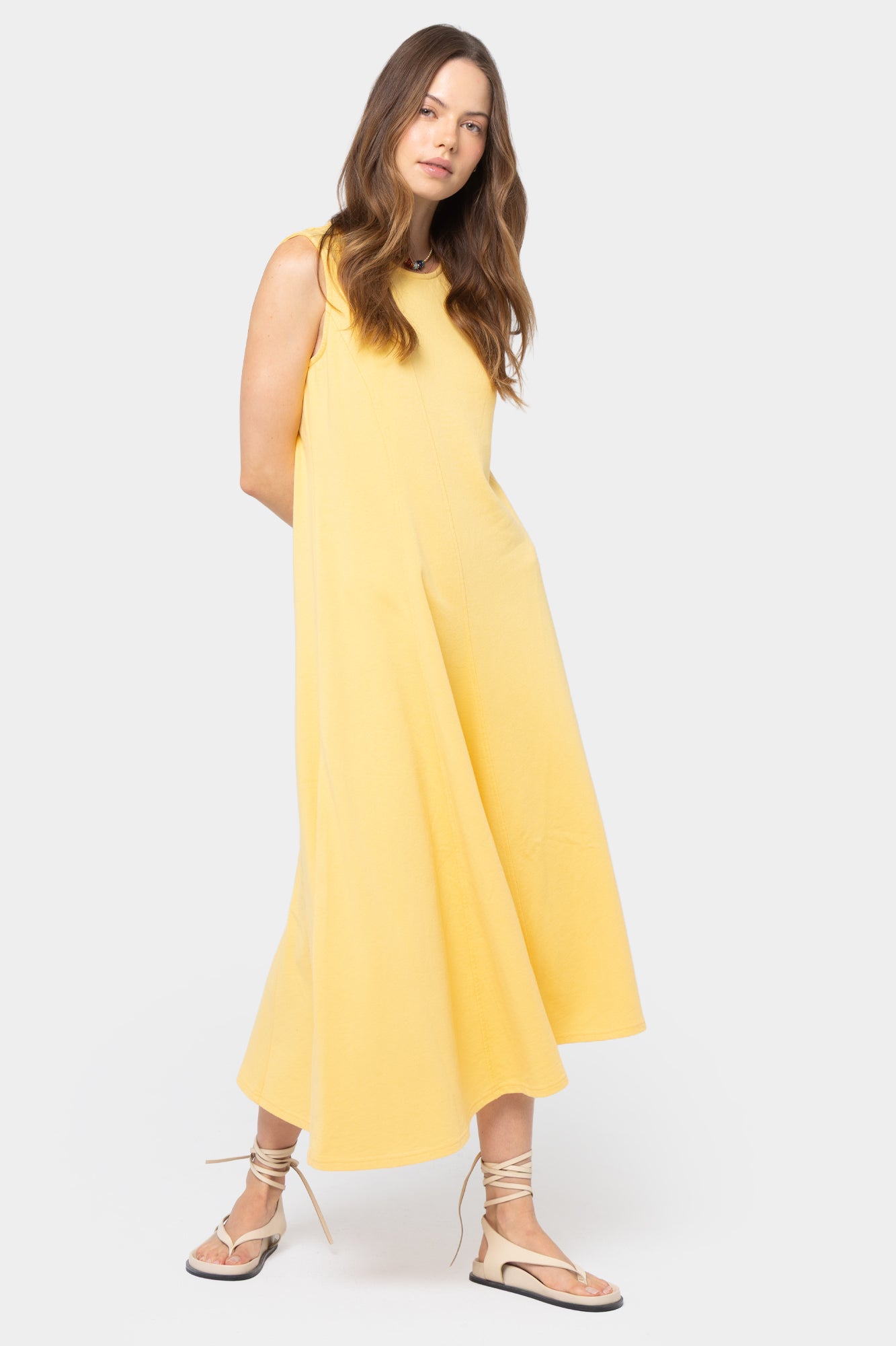 Crew Neck Asymmetrical Midi Dress