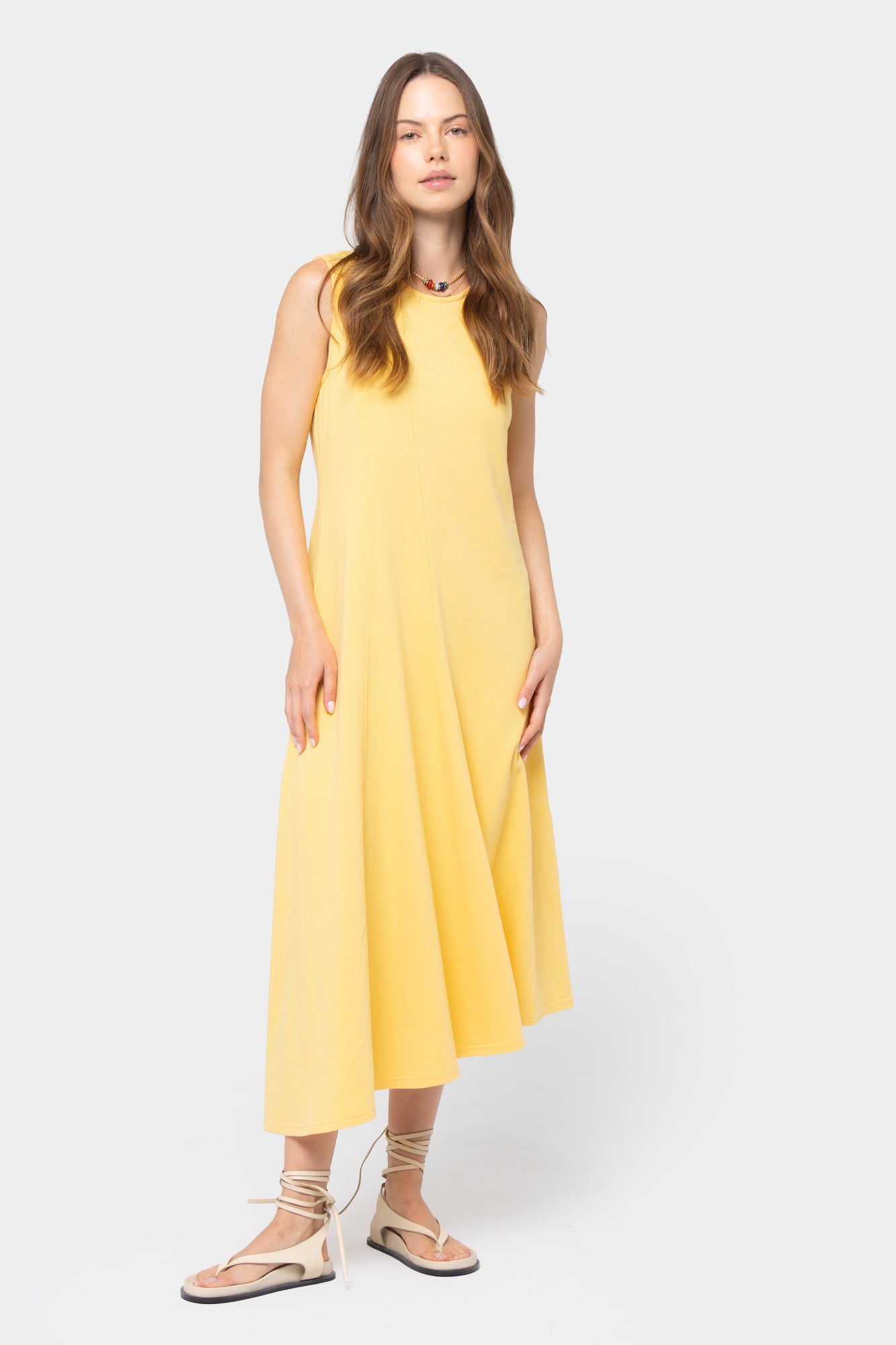Crew Neck Asymmetrical Midi Dress