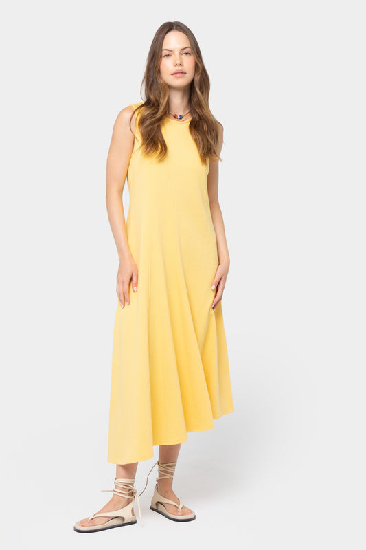 Crew Neck Asymmetrical Midi Dress