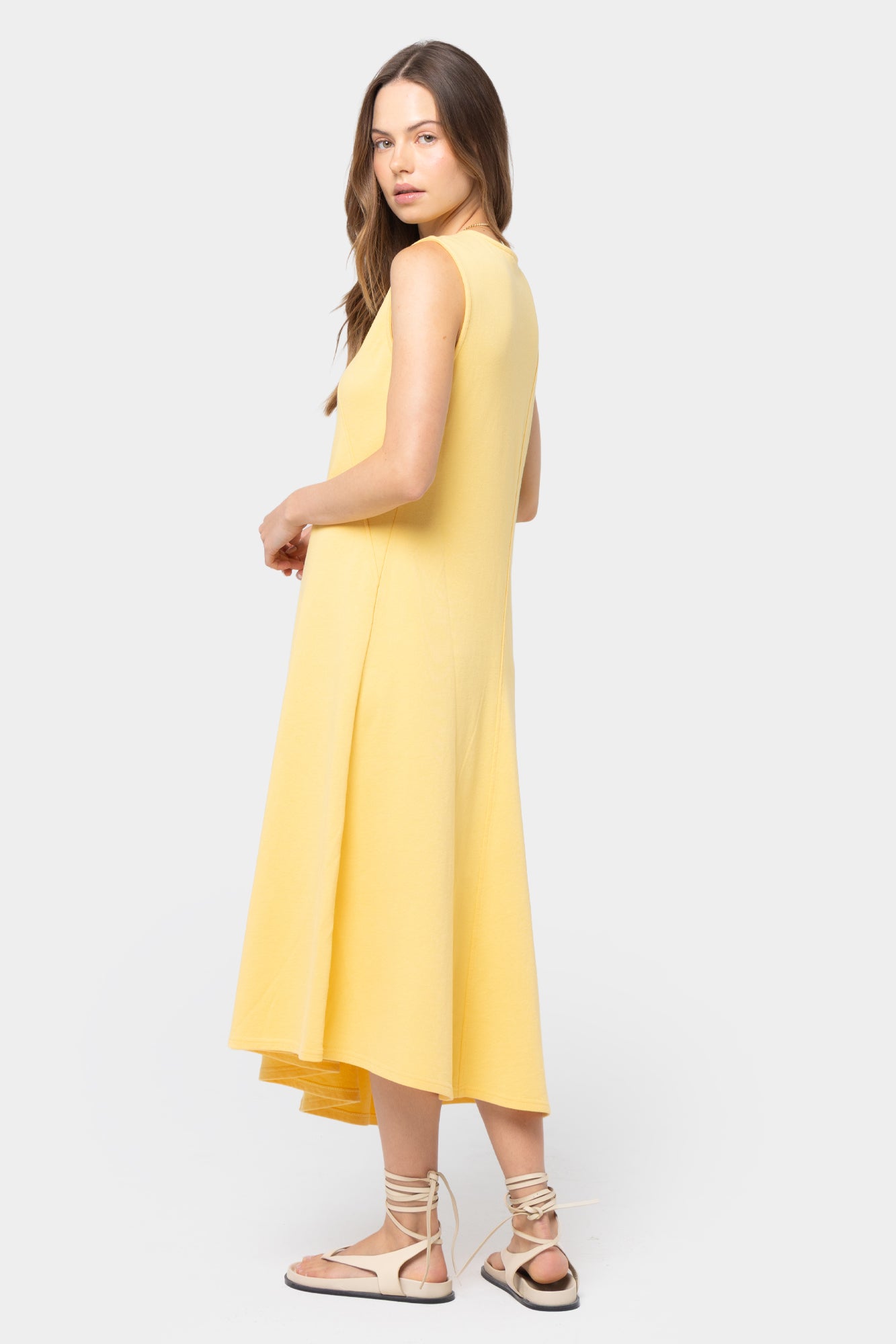 Crew Neck Asymmetrical Midi Dress