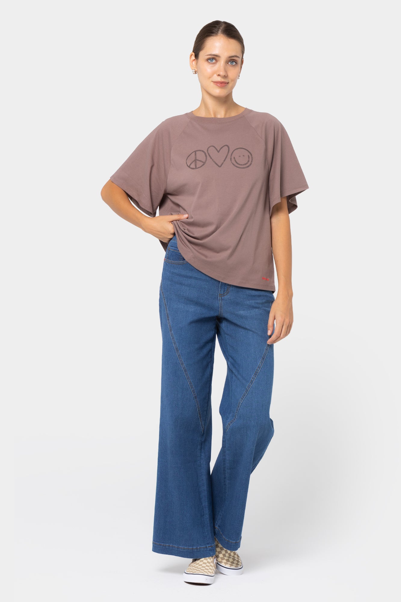 Seamed Wide Leg Full Length Jeans