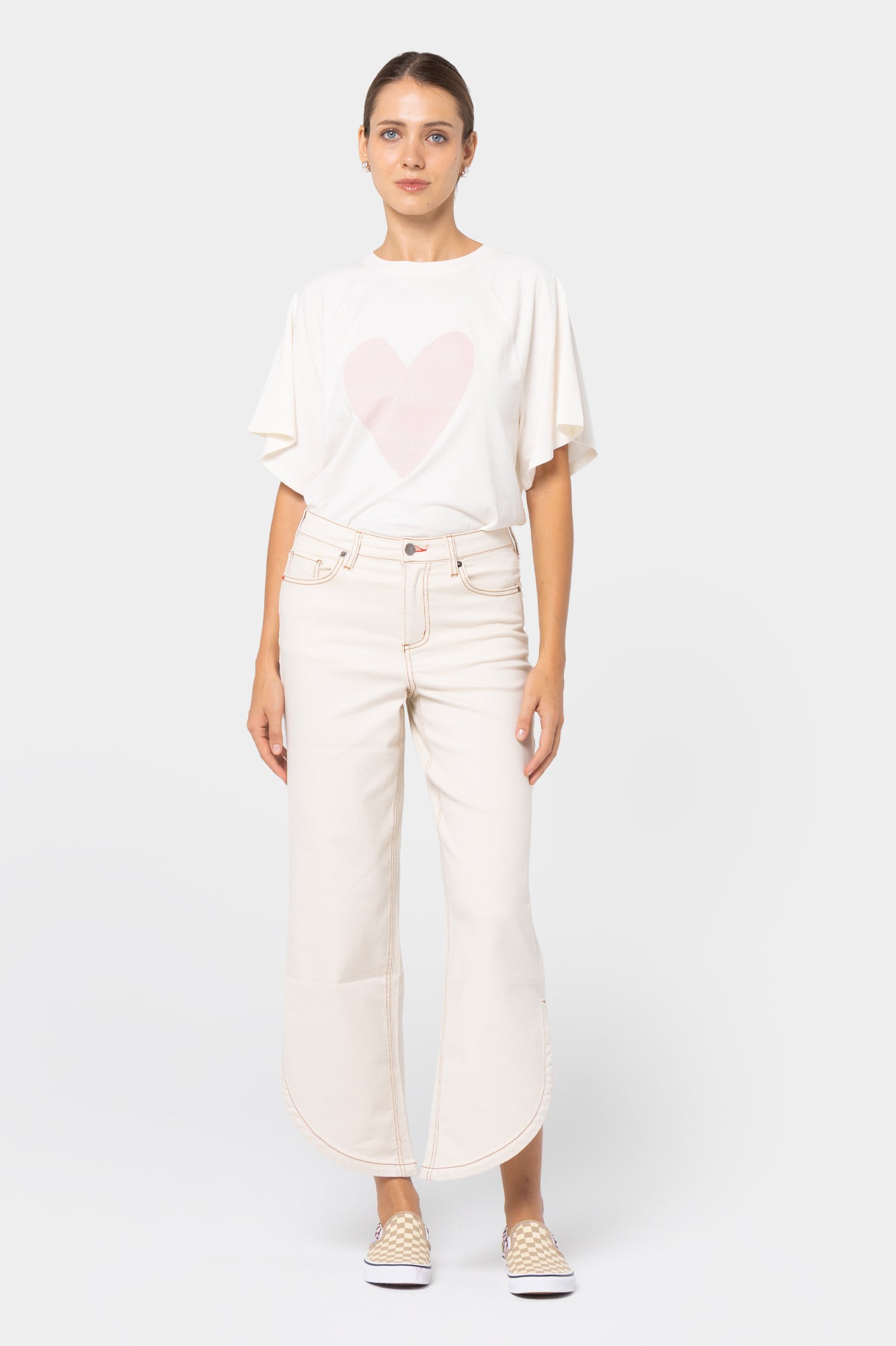 Curved Tulip Hem Straight Leg Jeans