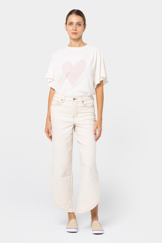 Curved Tulip Hem Straight Leg Jeans