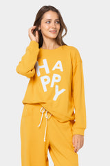 French Terry Crewneck Sweatshirt with Denim Applique