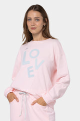 French Terry Crewneck Sweatshirt with Denim Applique