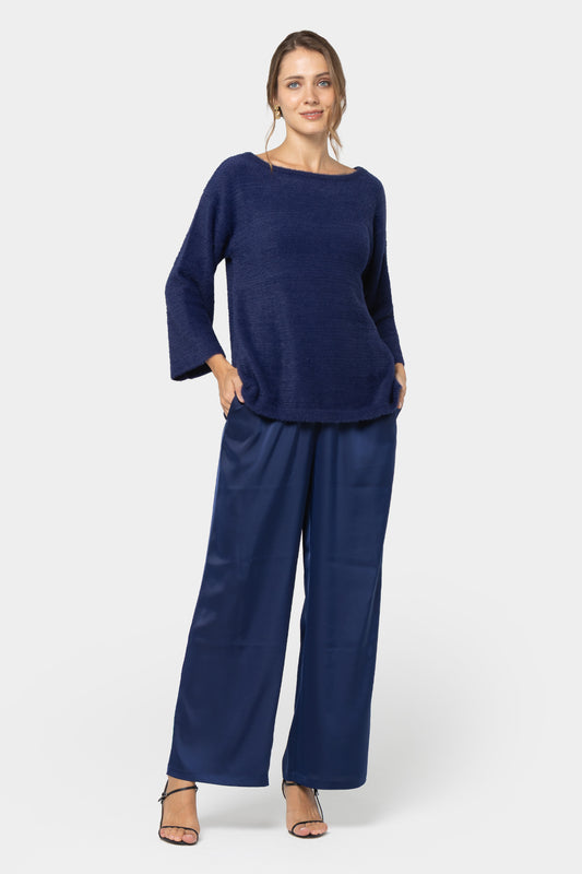 Pull On Satin Pants with Pockets