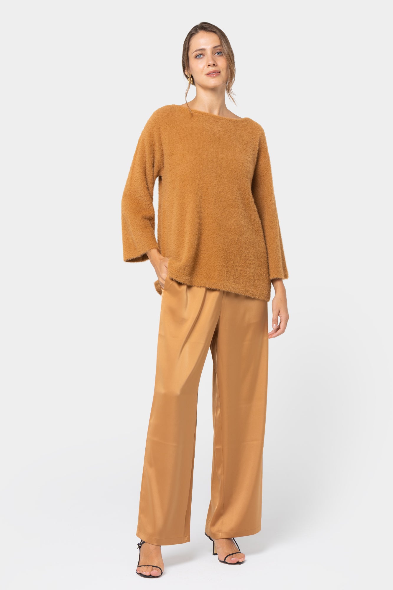 Pull On Satin Pants with Pockets
