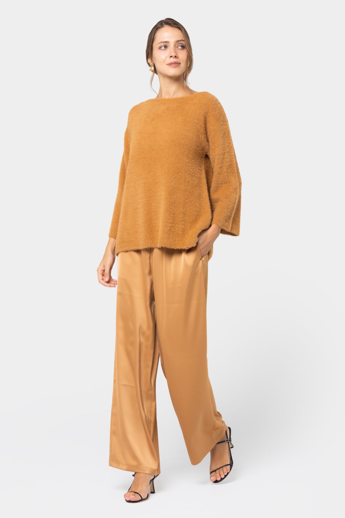 Pull On Satin Pants with Pockets