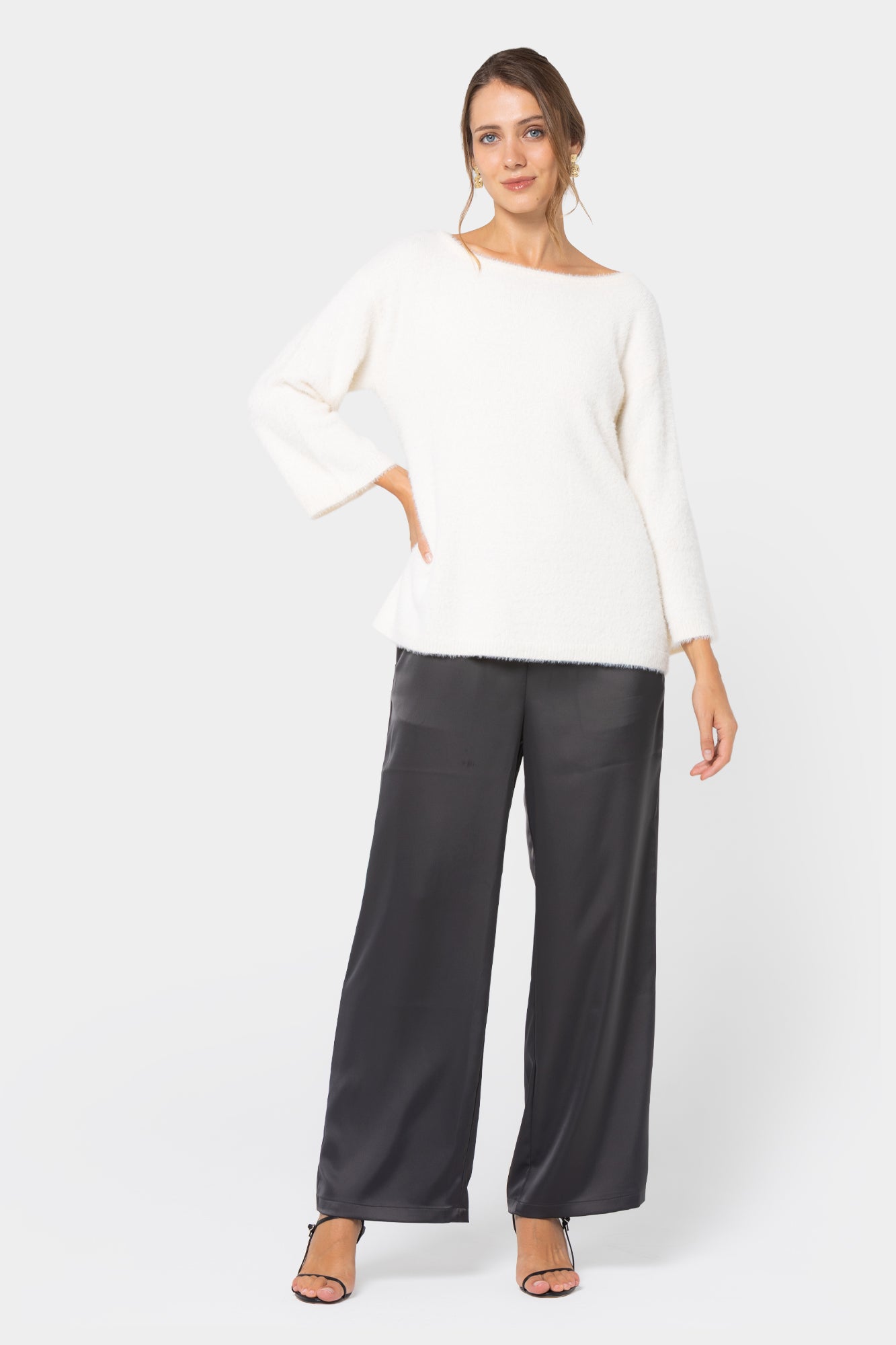 Pull On Satin Pants with Pockets