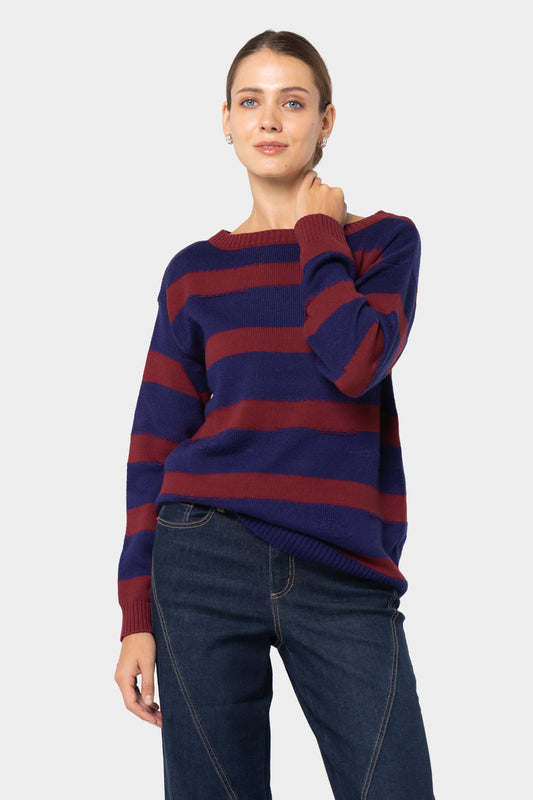 Mixed Yarn Stripe Sweater