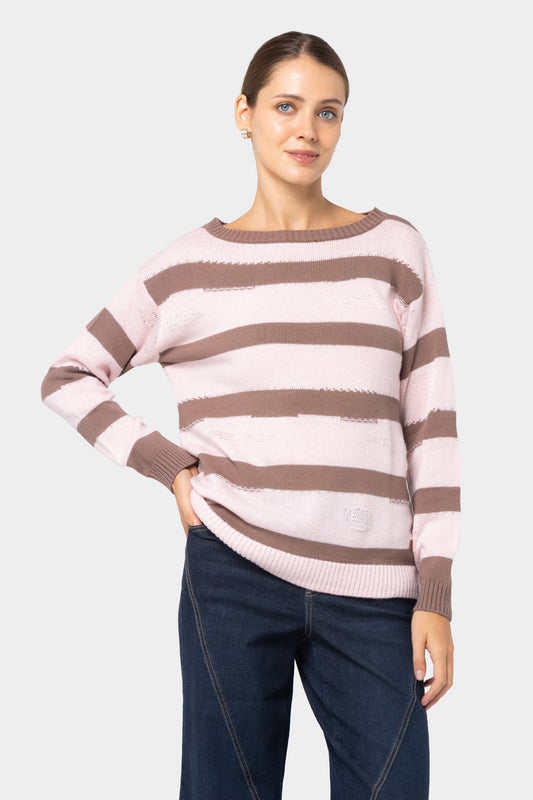 Mixed Yarn Stripe Sweater