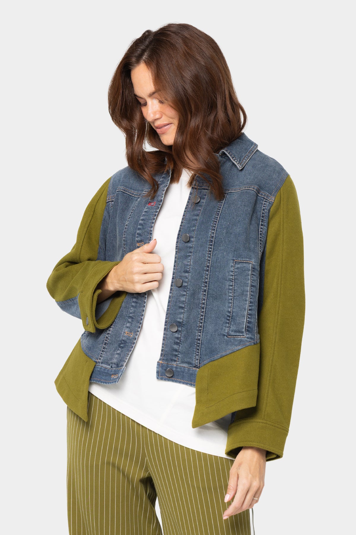 Long Sleeve Mixed Media Denim Jacket
