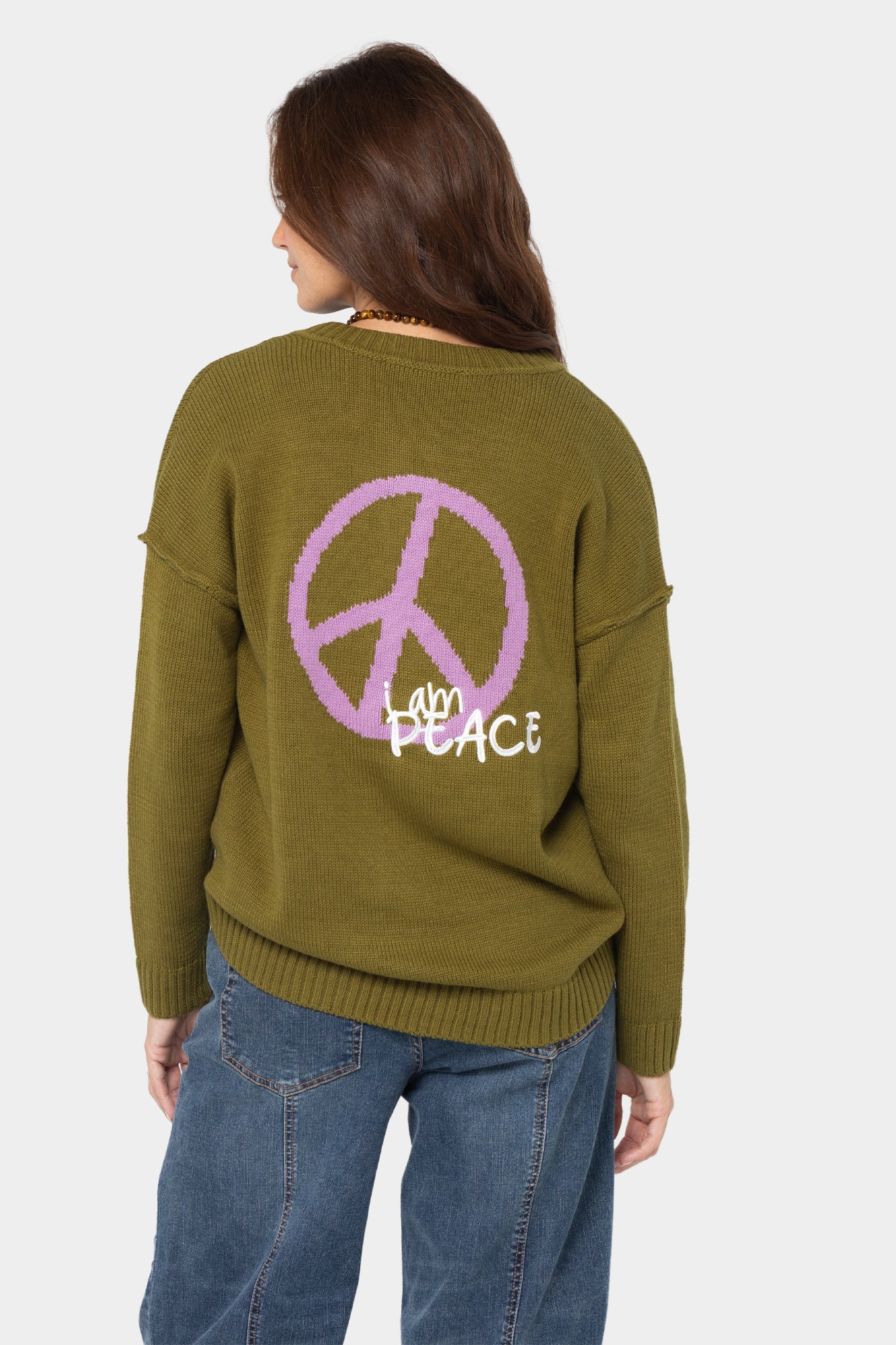 Long Sleeve Crew Neck Motif Cardigan