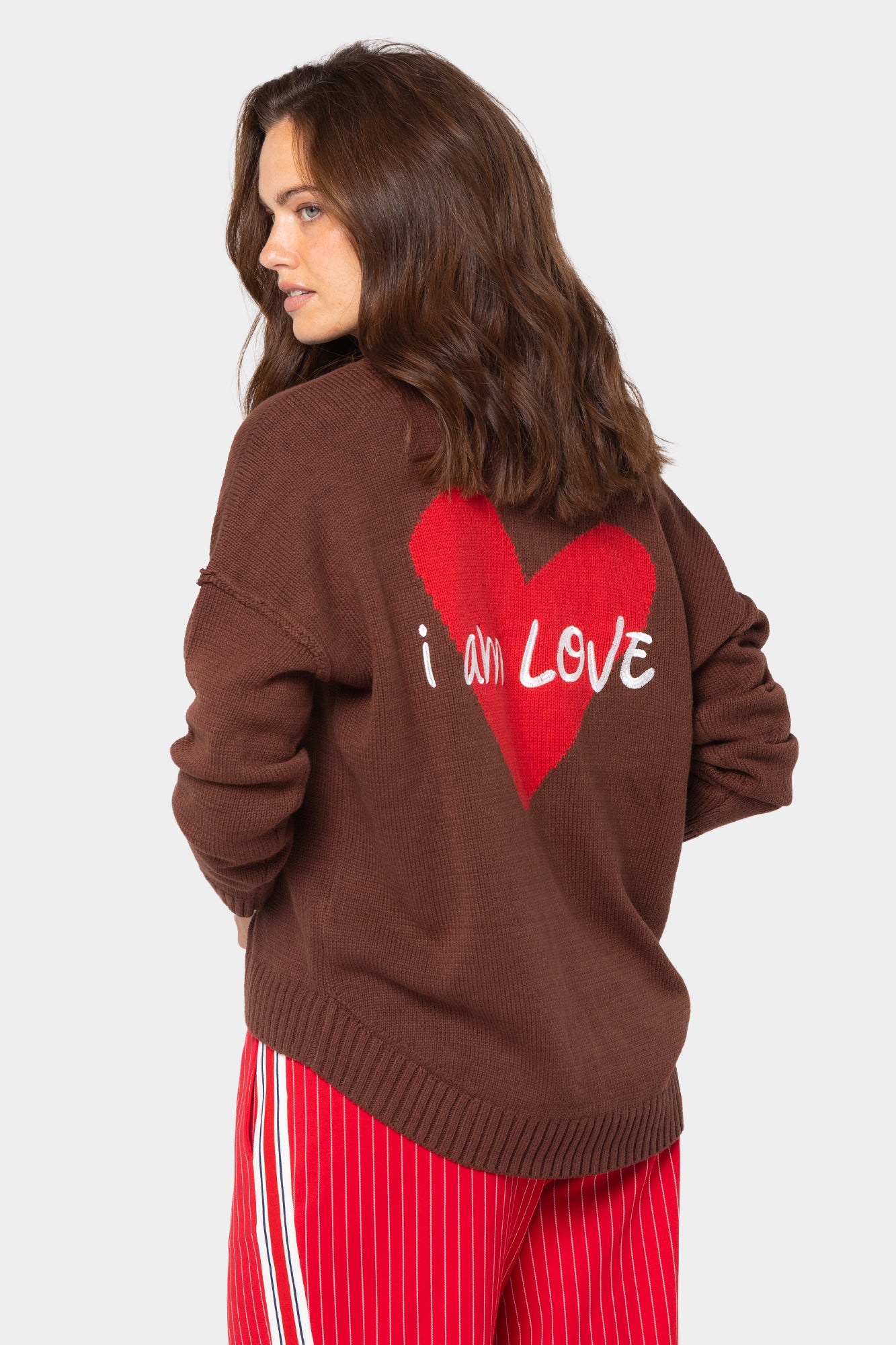 Long Sleeve Crew Neck Motif Cardigan