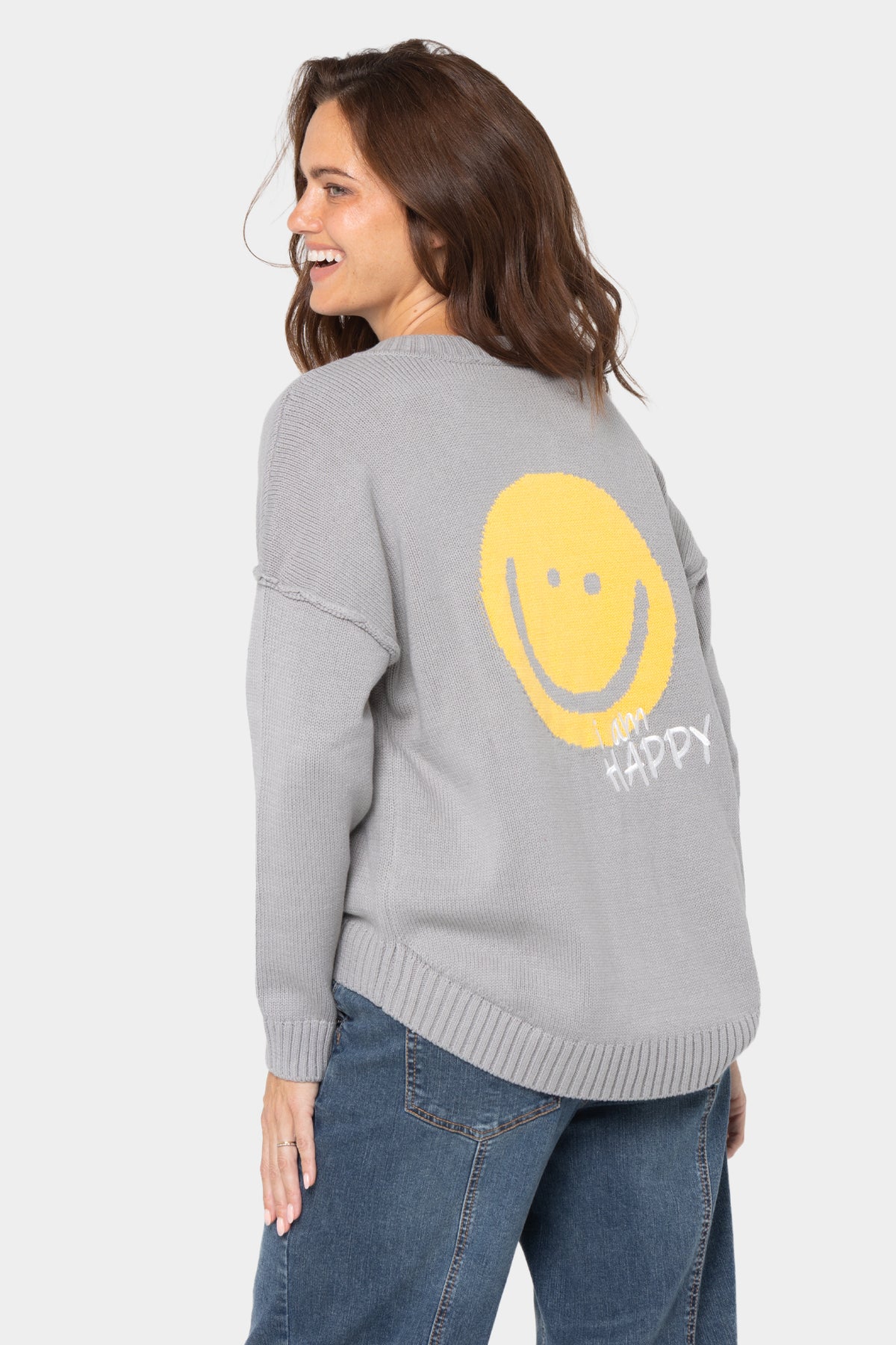 Long Sleeve Crew Neck Motif Cardigan