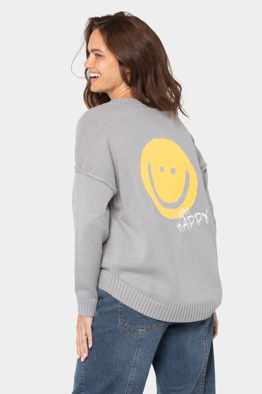 Long Sleeve Crew Neck Motif Cardigan