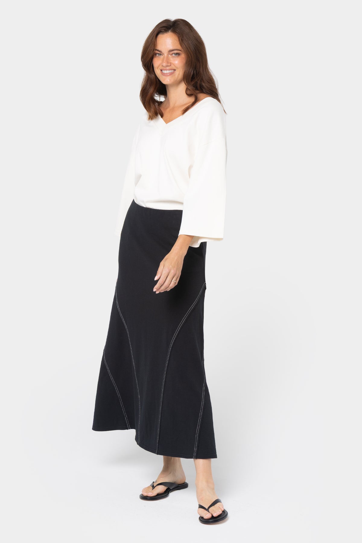 Midi Length French Terry Skirt