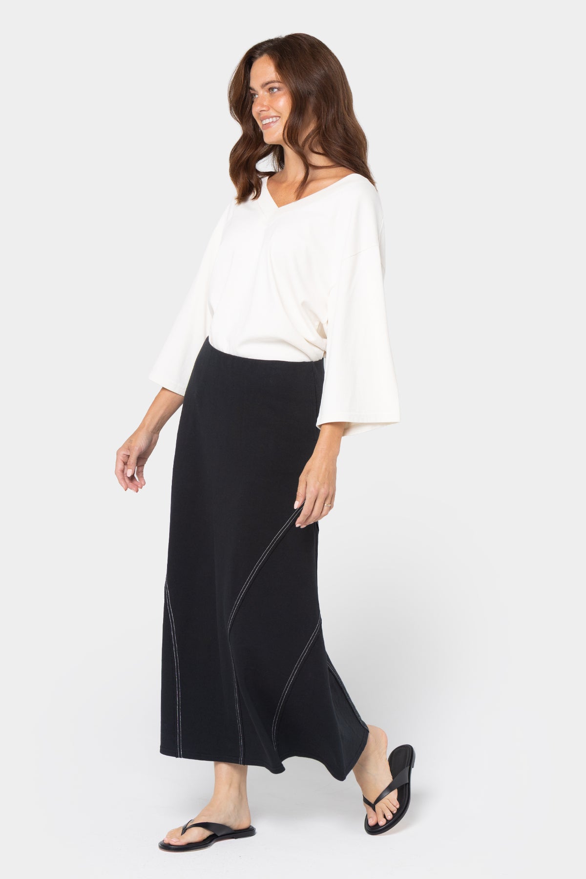 Midi Length French Terry Skirt