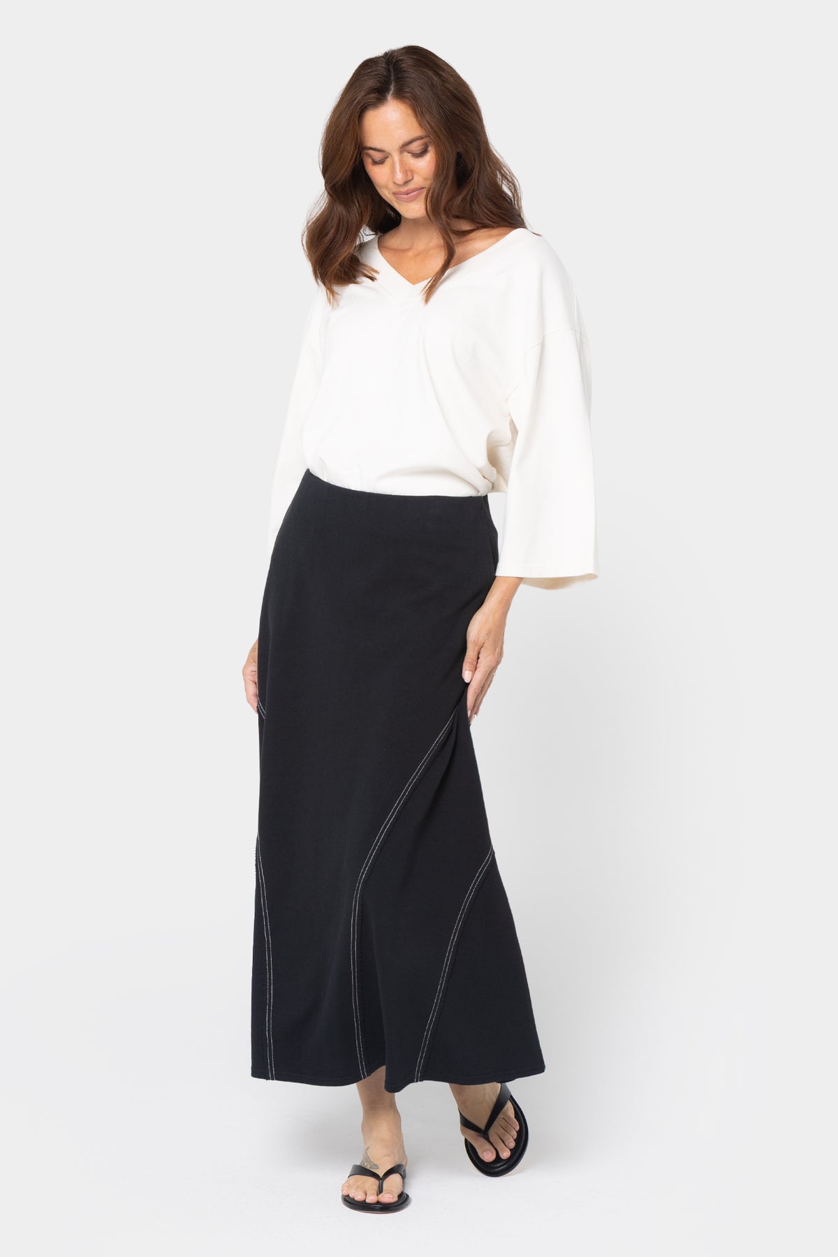 Midi Length French Terry Skirt