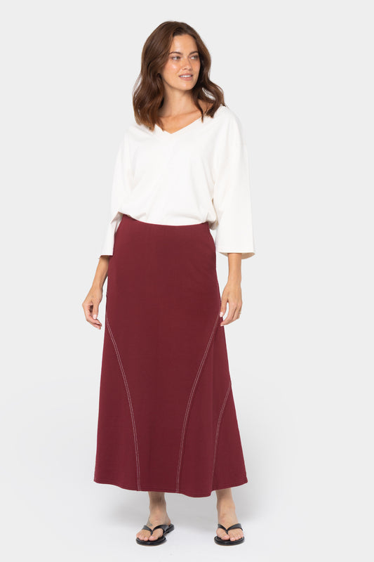 Midi Length French Terry Skirt