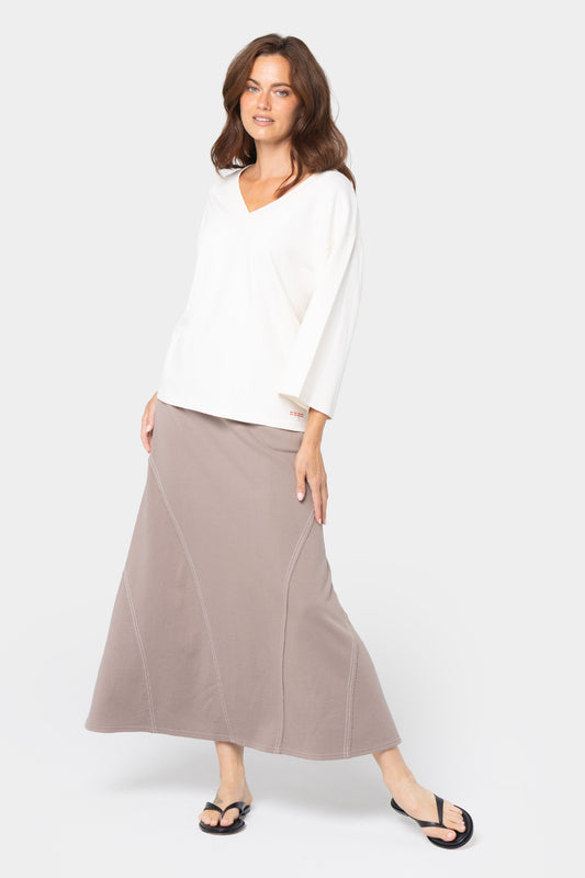 Midi Length French Terry Skirt