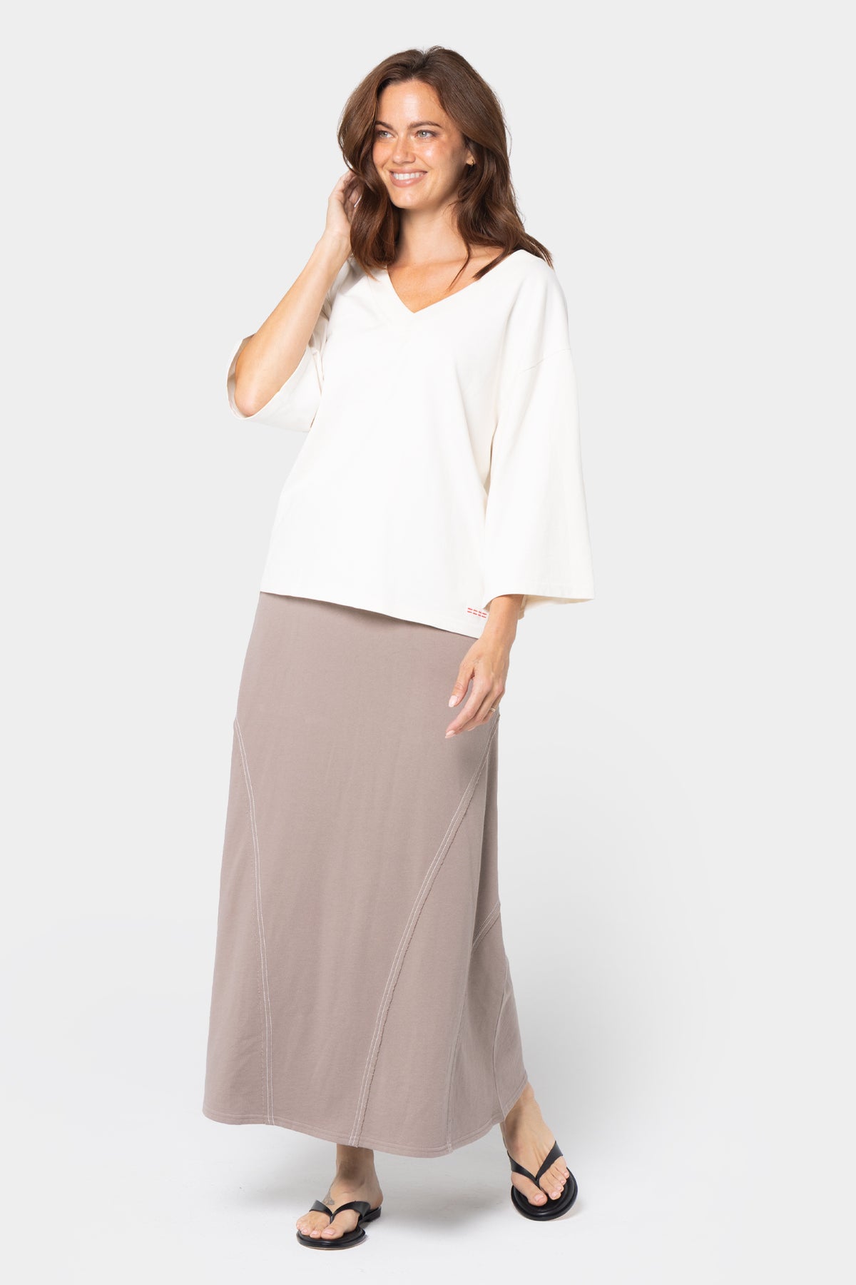 Midi Length French Terry Skirt
