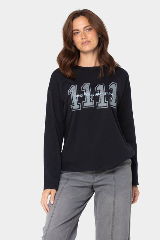 Elbow Sleeve Crew Neck Printed Tee