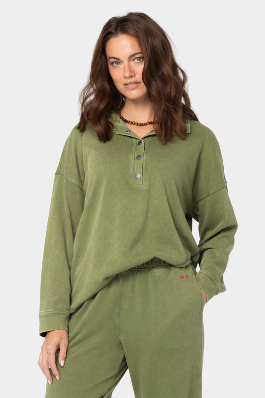 Mock Neck Pullover with Cut Out