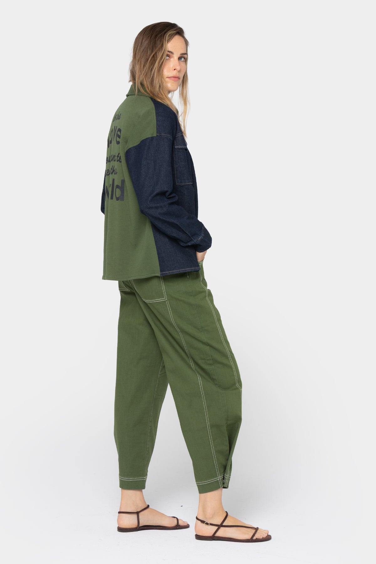 Mixed Media Button Front Shacket
