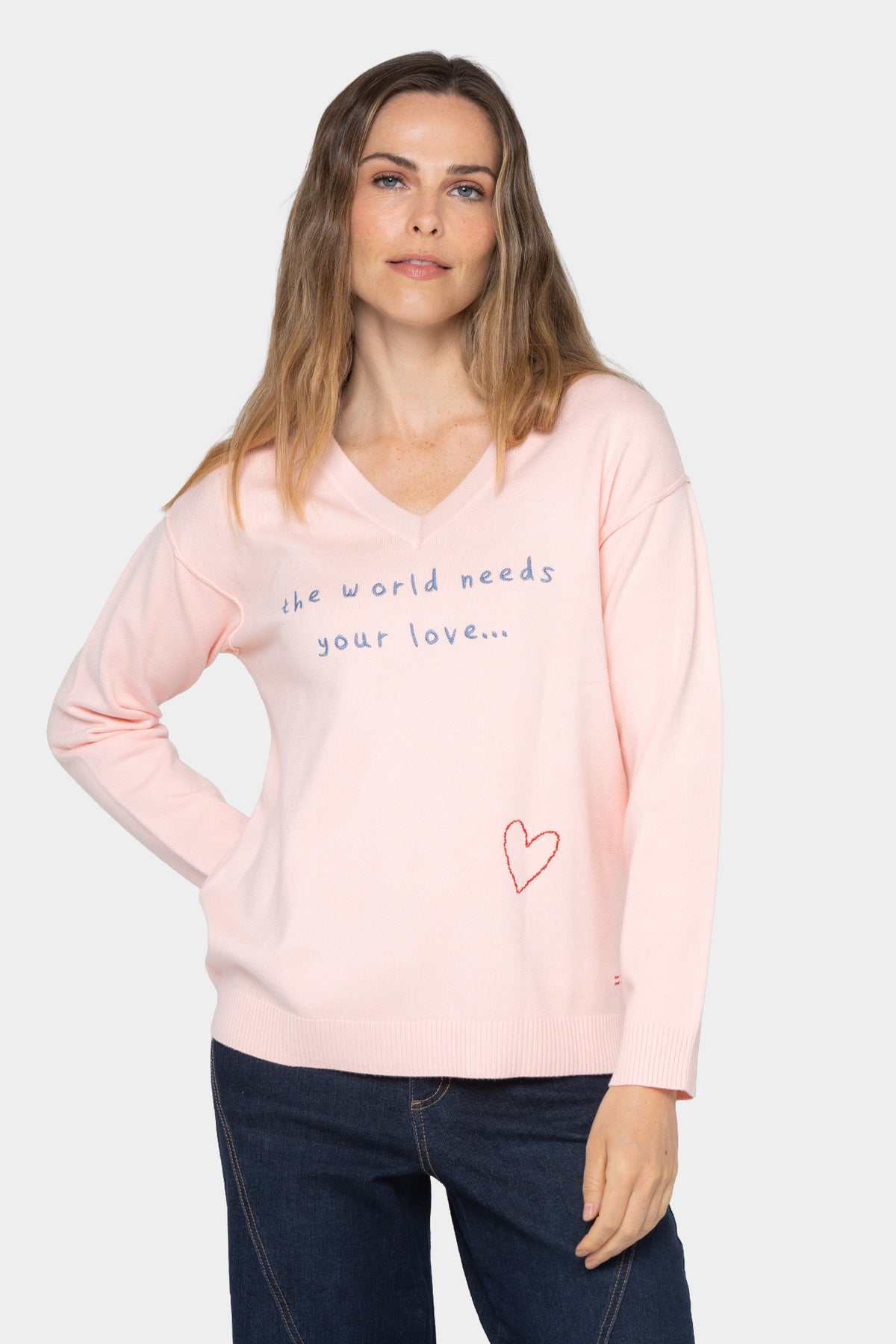 V-Neck Motif Pullover