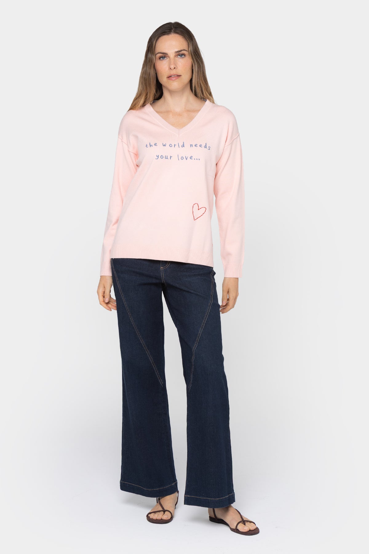 V-Neck Motif Pullover