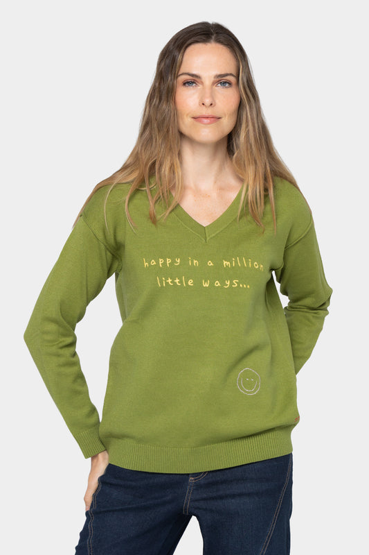 V-Neck Motif Pullover