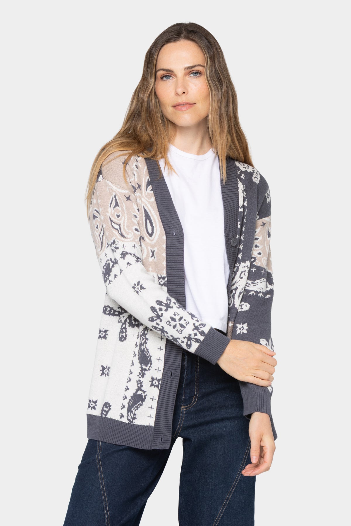 Motif Boyfriend Cardigan