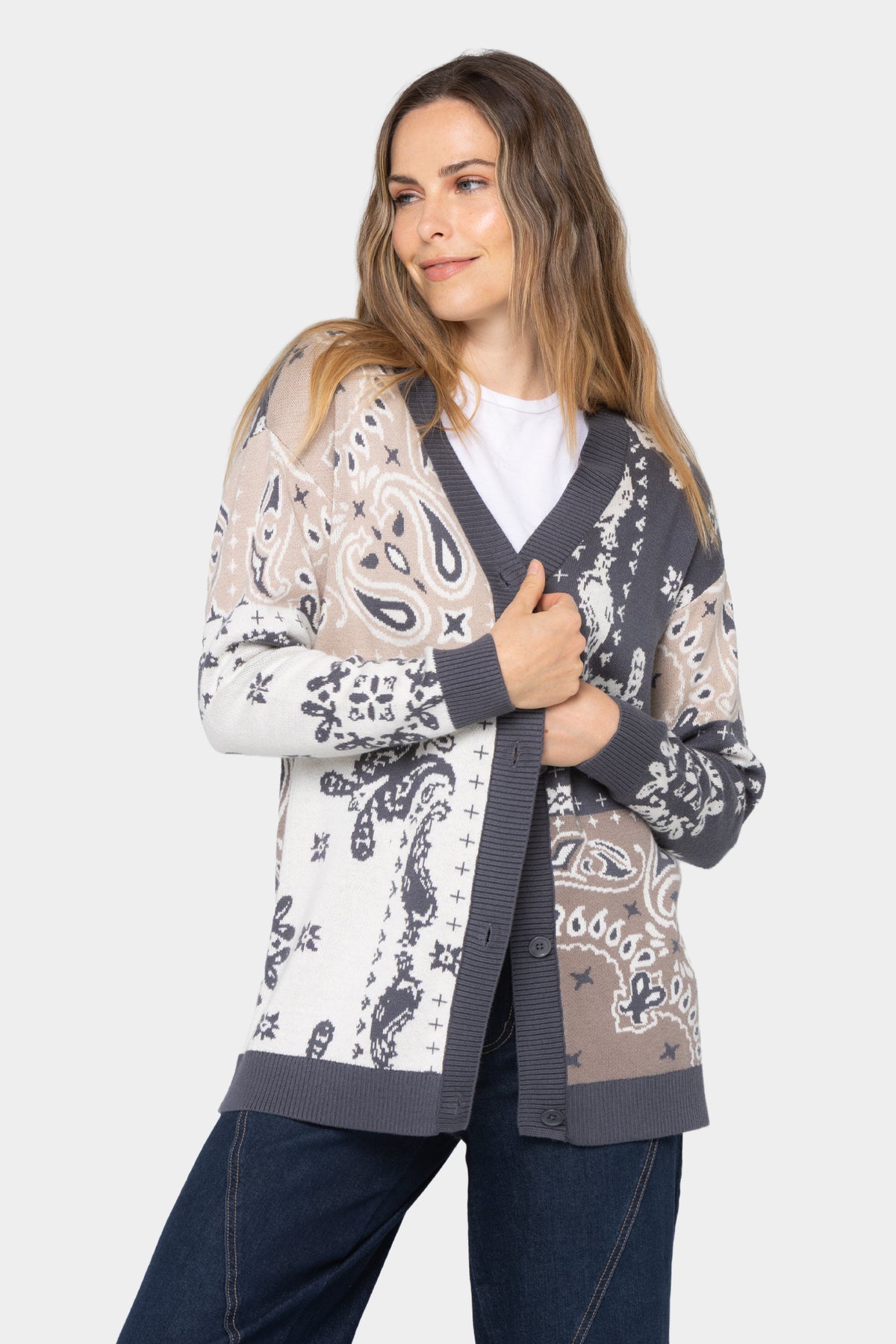 Motif Boyfriend Cardigan