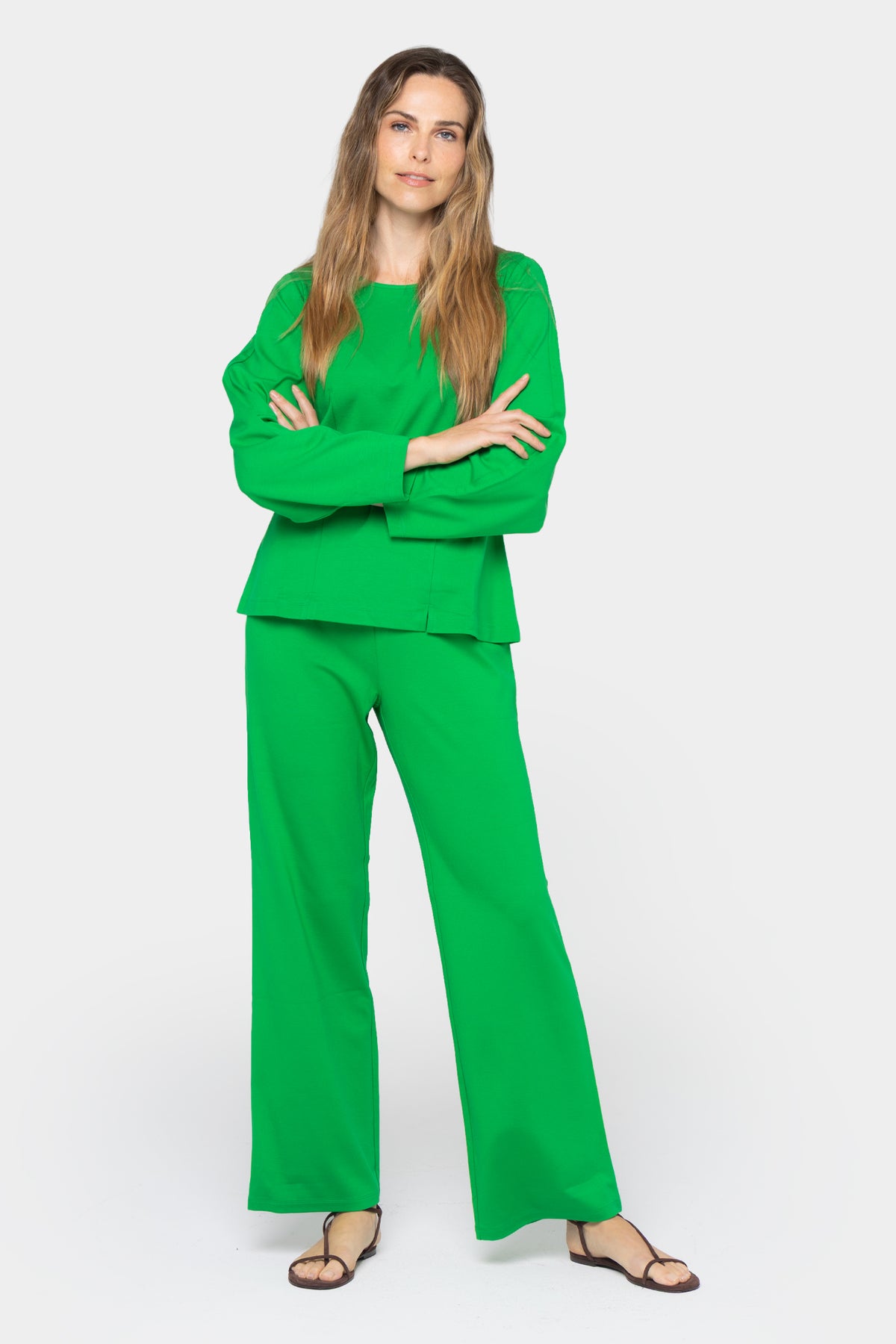 Crew Neck Long Sleeve Ponte Top