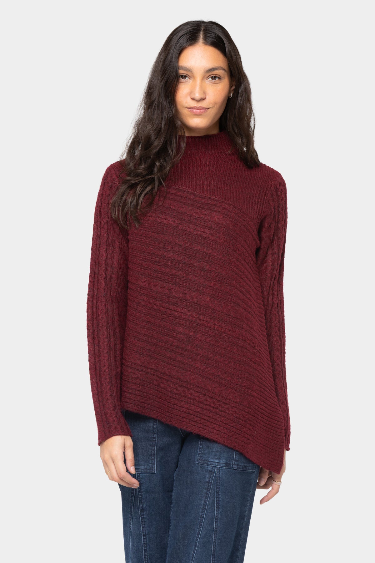 Asymmetric Cable Detail Pullover