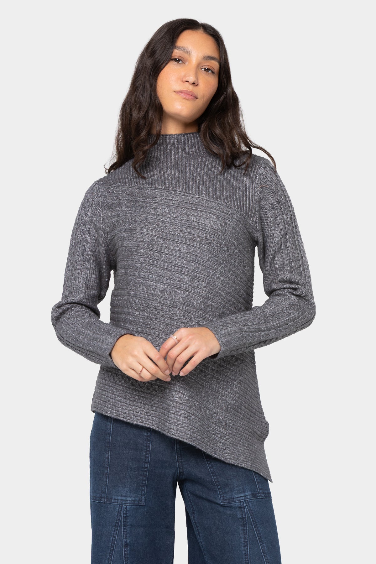 Asymmetric Cable Detail Pullover