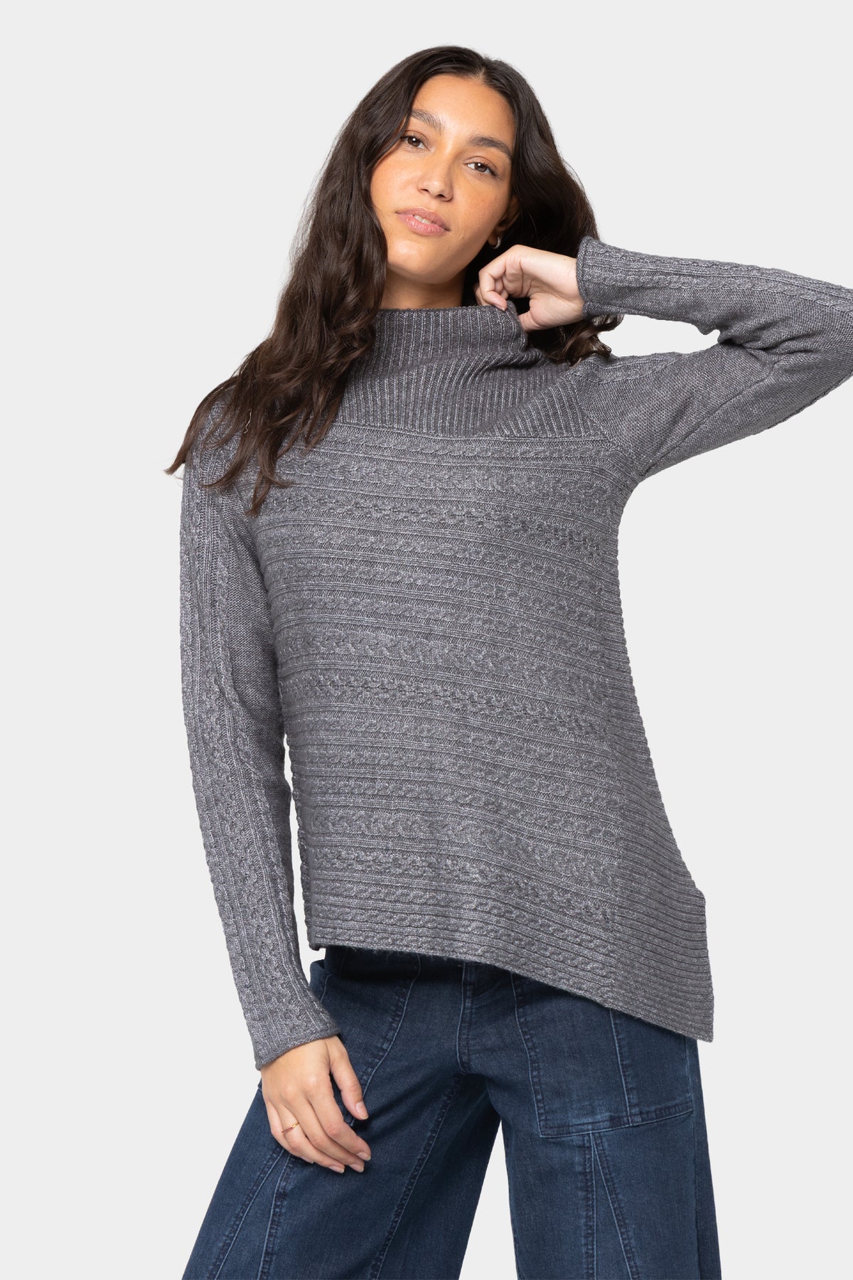 Asymmetric Cable Detail Pullover