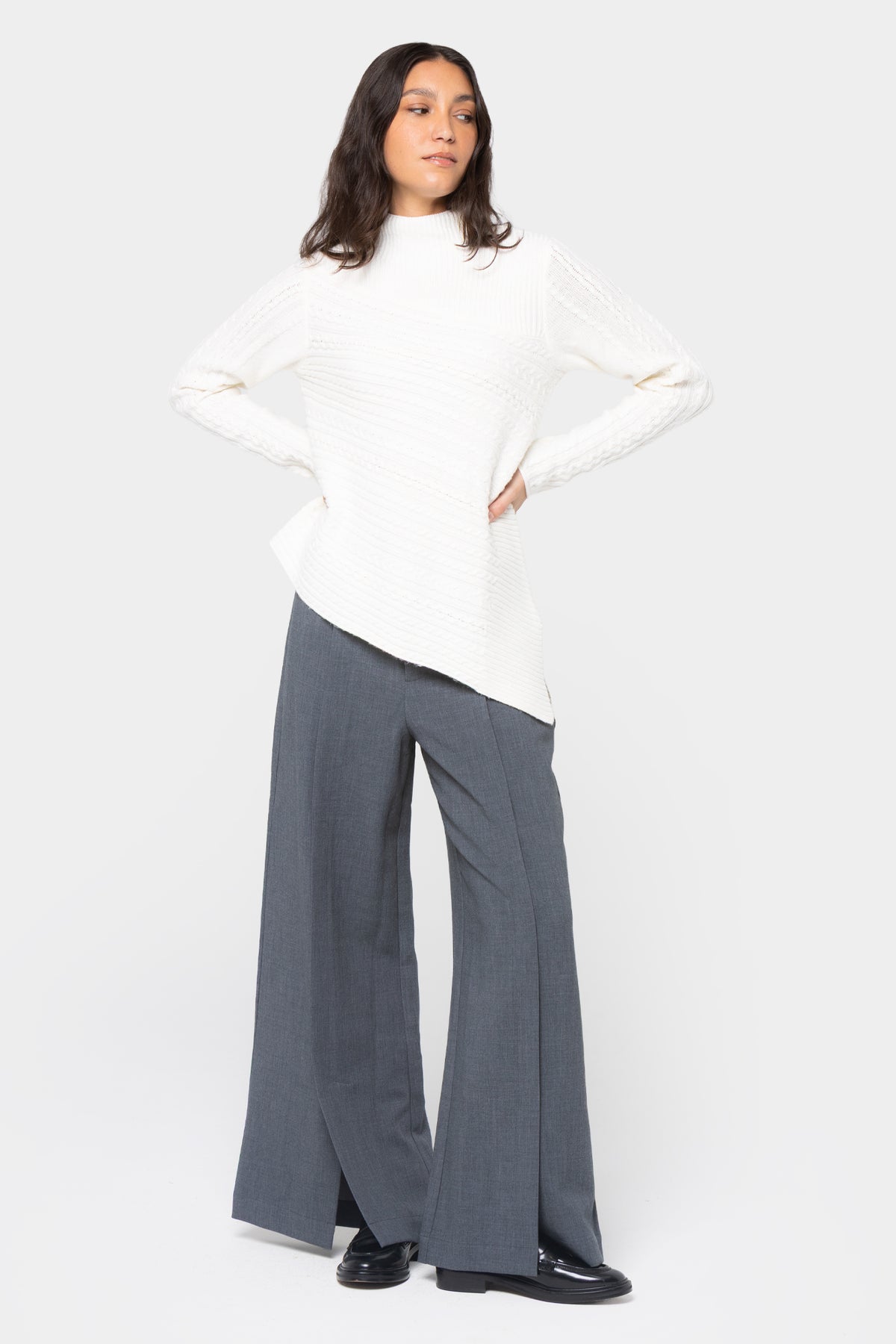 Asymmetric Cable Detail Pullover